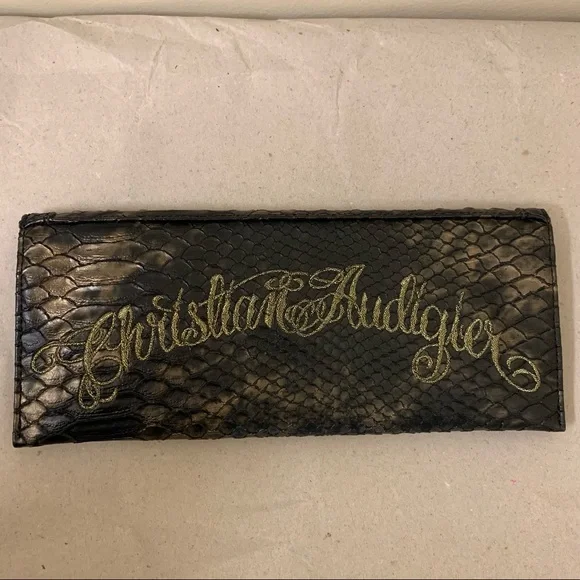 ❤️SALE❤️ Christian Audigier Snake Rhinestones Studs Clutch Bag Black Ed Hardy - Picture 5 of 6